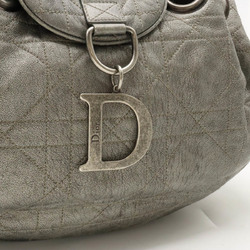 Christian Dior Cannage Shoulder Bag Tote Leather Silver