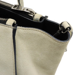 PRADA W Zip Handbag Shoulder Bag Suede Leather TALCO Ivory Boutique Purchased Item BN2625