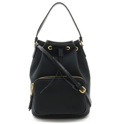 PRADA Jacquard Handbag Bucket Bag Shoulder Canvas NERO Black outlet 1BH038