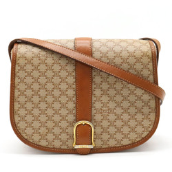 CELINE Macadam pattern shoulder bag pochette PVC leather beige brown