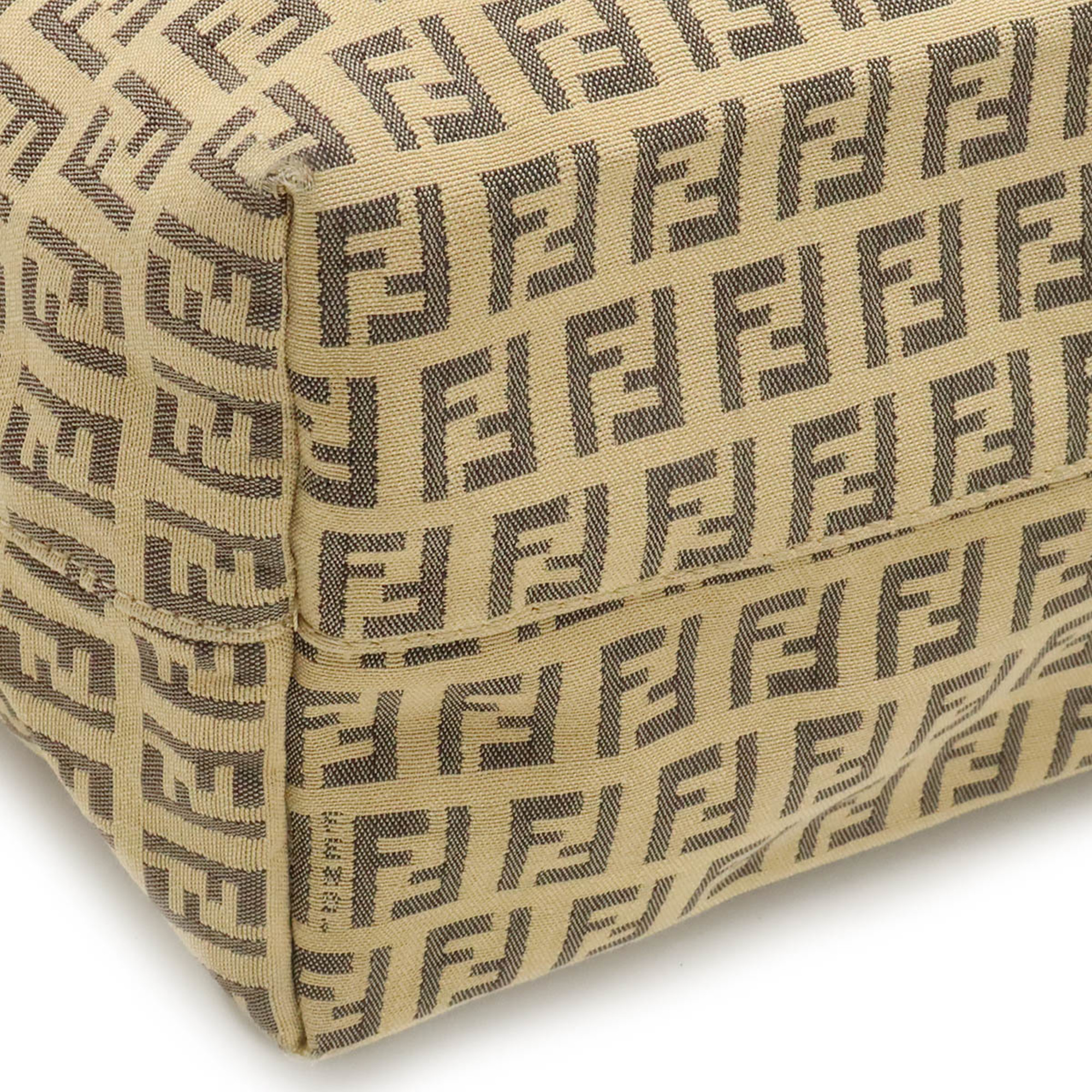 FENDI Zucchino pattern tote bag shoulder canvas leather beige black 8BH104