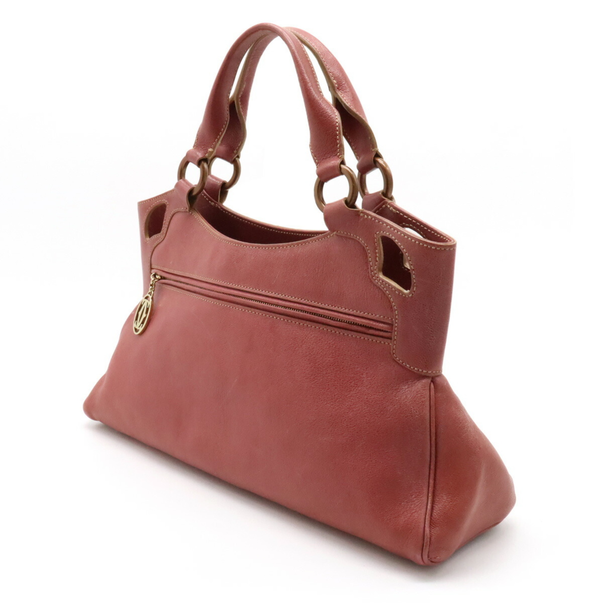 Cartier Marcello de Handbag Tote Bag Leather Old Rose Pink