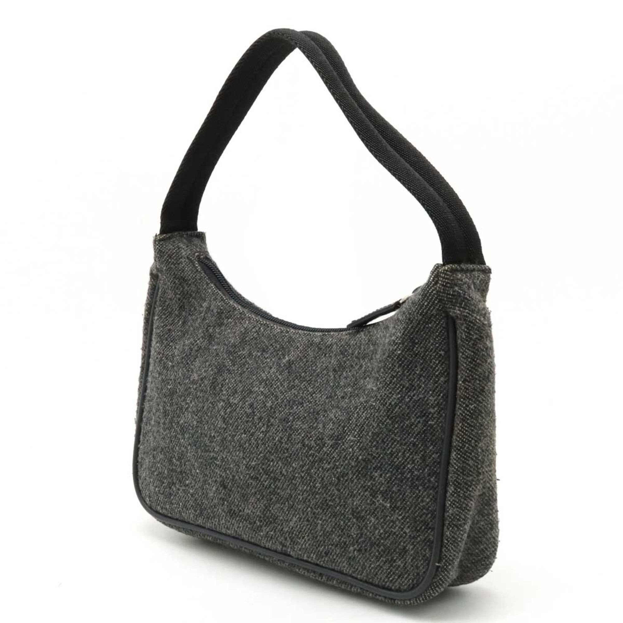 PRADA Prada Sports Pouch Handbag Wool Nylon Gray Black MV515