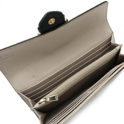 FURLA FLO bifold long wallet belt motif bicolor leather black light gray