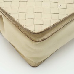 BOTTEGA VENETA Intrecciato Shoulder Bag Chain Pochette Leather Cream Yellow