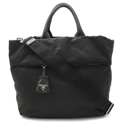 PRADA Prada Tote Bag Handbag Shoulder Reversible Nylon Leather NERO Black BN1959