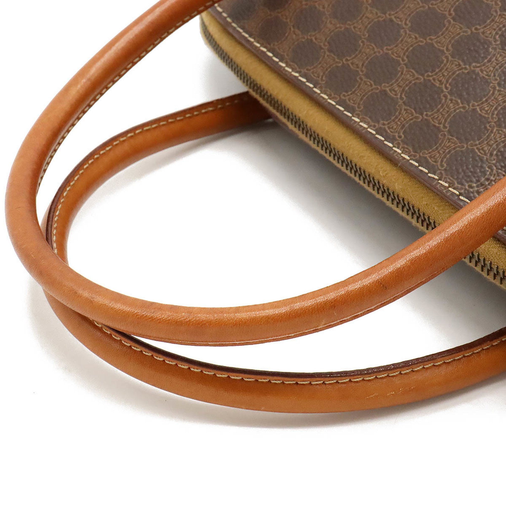 CELINE Macadam pattern handbag shoulder bag PVC leather dark brown
