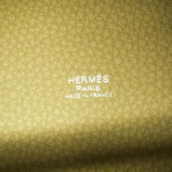 Hermes Handbag Picotan Lock MM U Engraved Taurillon Clemence Sage Ladies