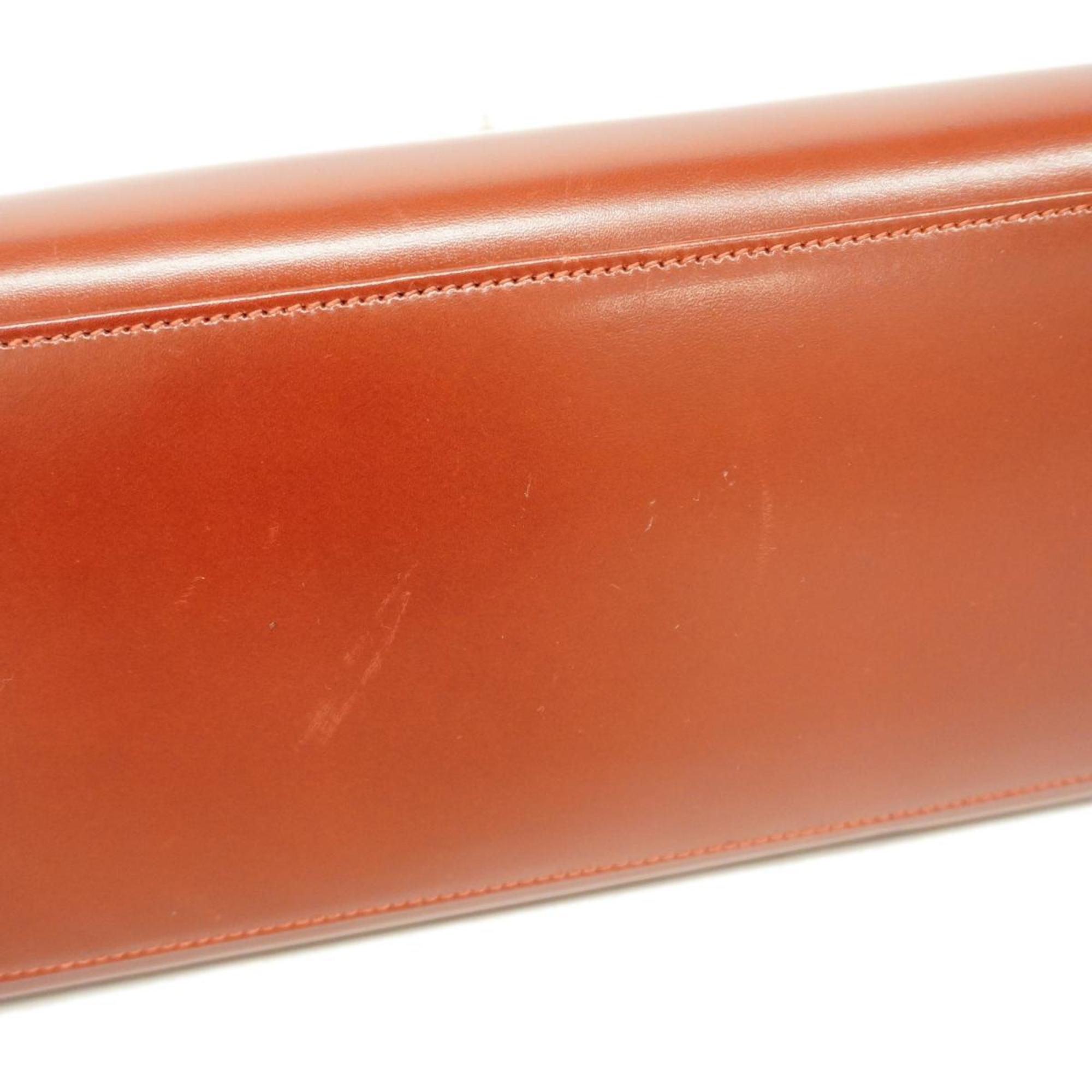Hermes Handbag Kelly 35 □C Engraved Box Calf Rouge Ash Ladies