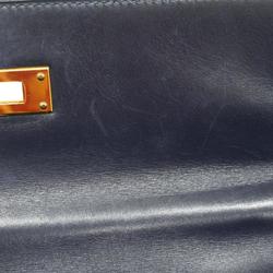 Hermes handbag Kelly 32 □B engraved box calf blue indigo ladies
