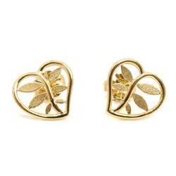 TIFFANY&Co. Tiffany K18YG Yellow Gold Heart Leaf Earrings 1.9g Women's