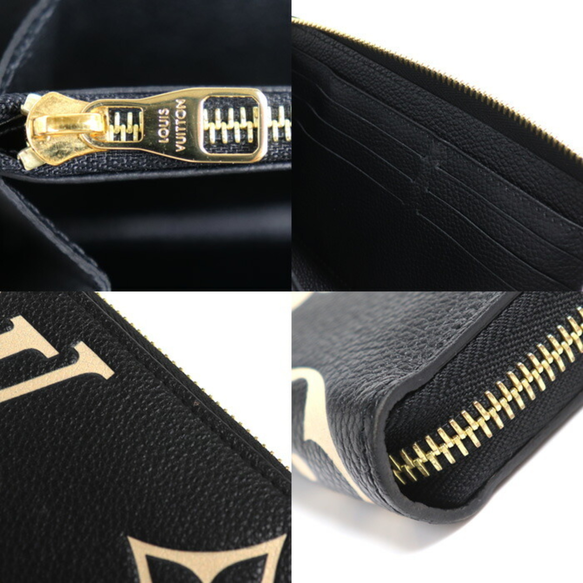 LOUIS VUITTON Louis Vuitton Zippy Wallet Long Round Bicolor Empreinte Black/Beige M80481 Women's