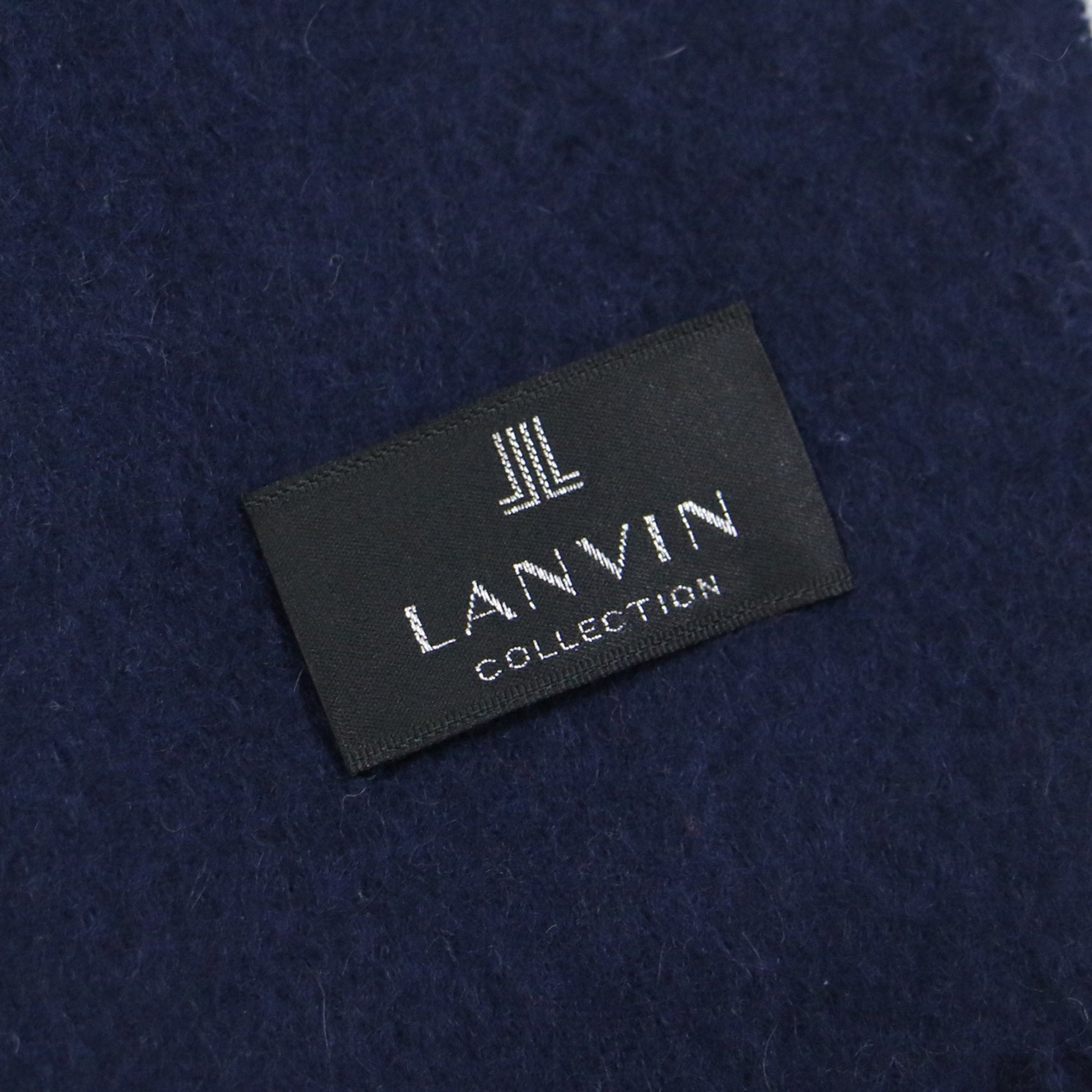 LANVIN Lanvin scarf shawl muffler navy blue large size cashmere women's