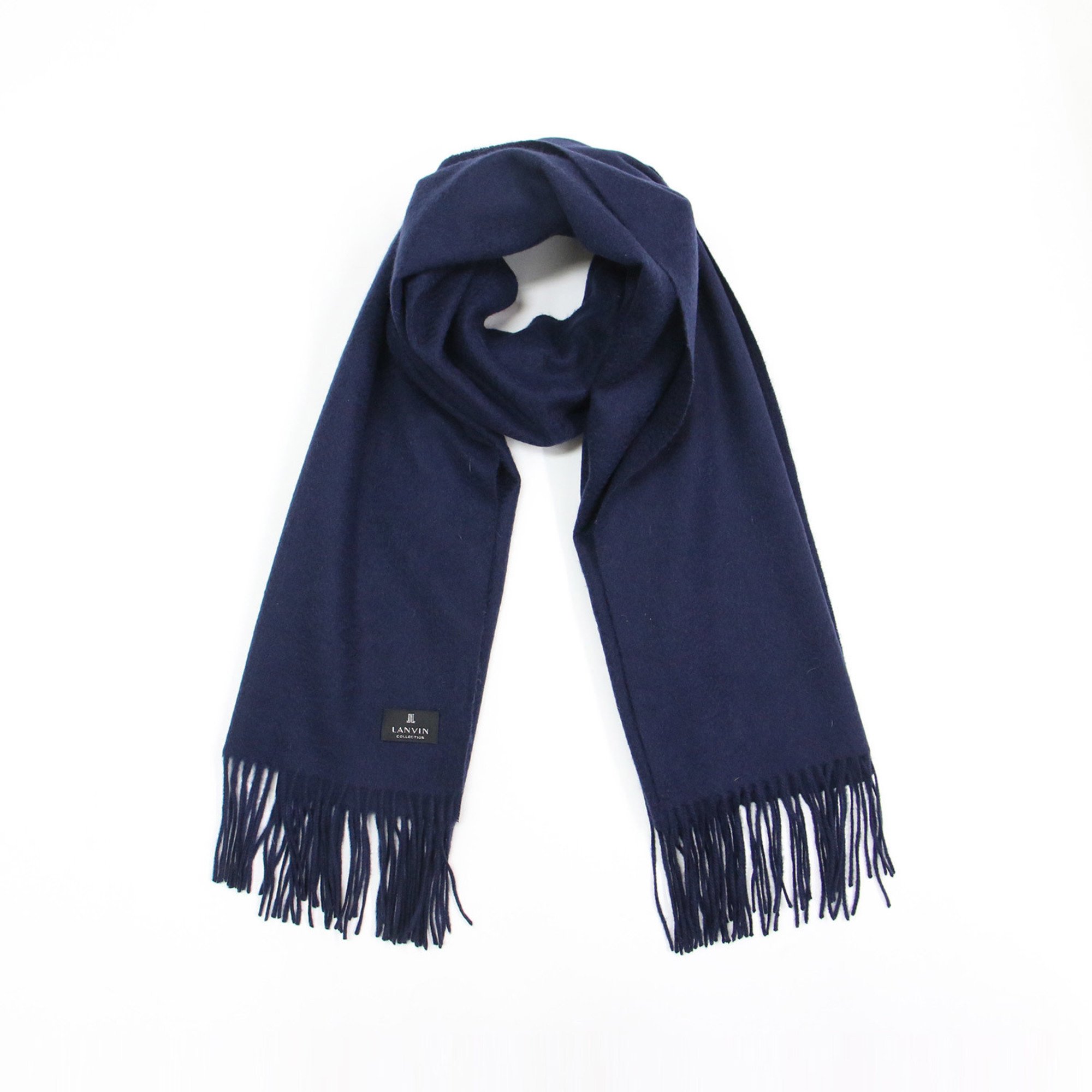 LANVIN Lanvin scarf shawl muffler navy blue large size cashmere women's