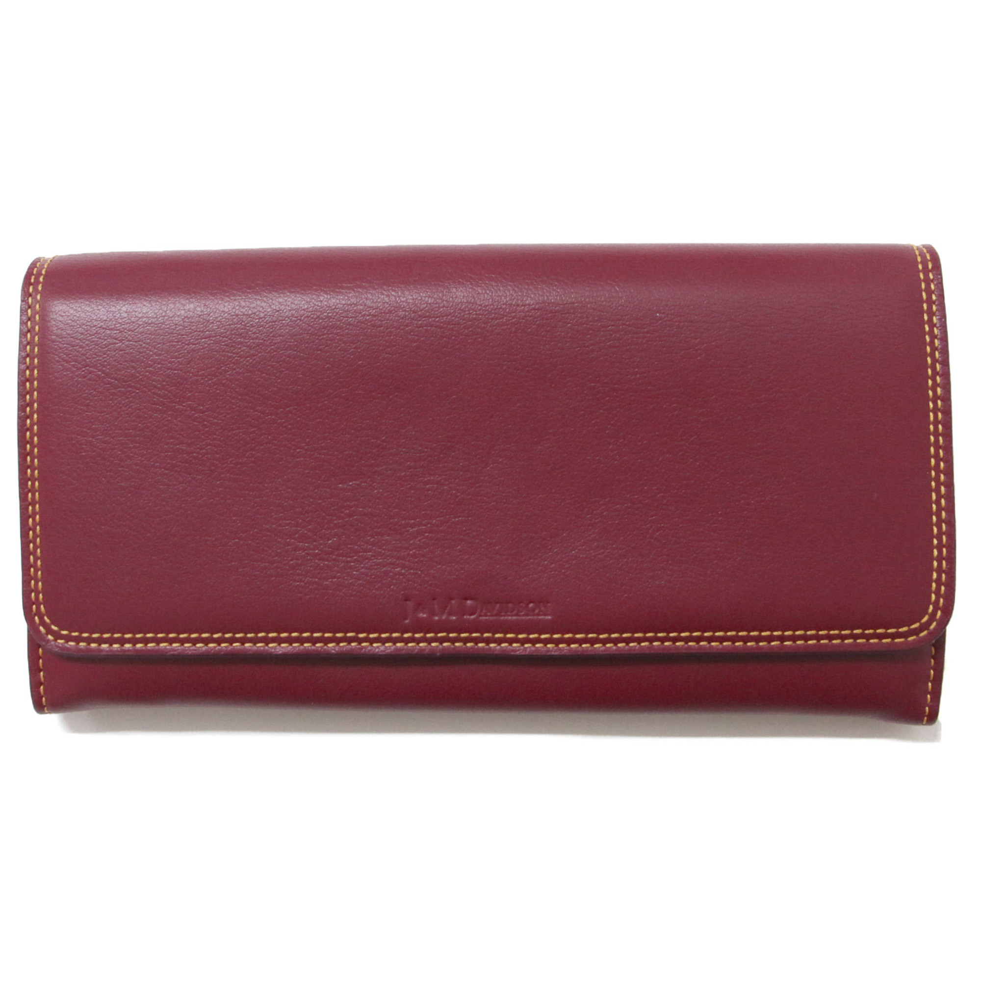 J&M DAVIDSON Davidson Wallet Long Red Bi-fold Embossed Leather 10220N Women's