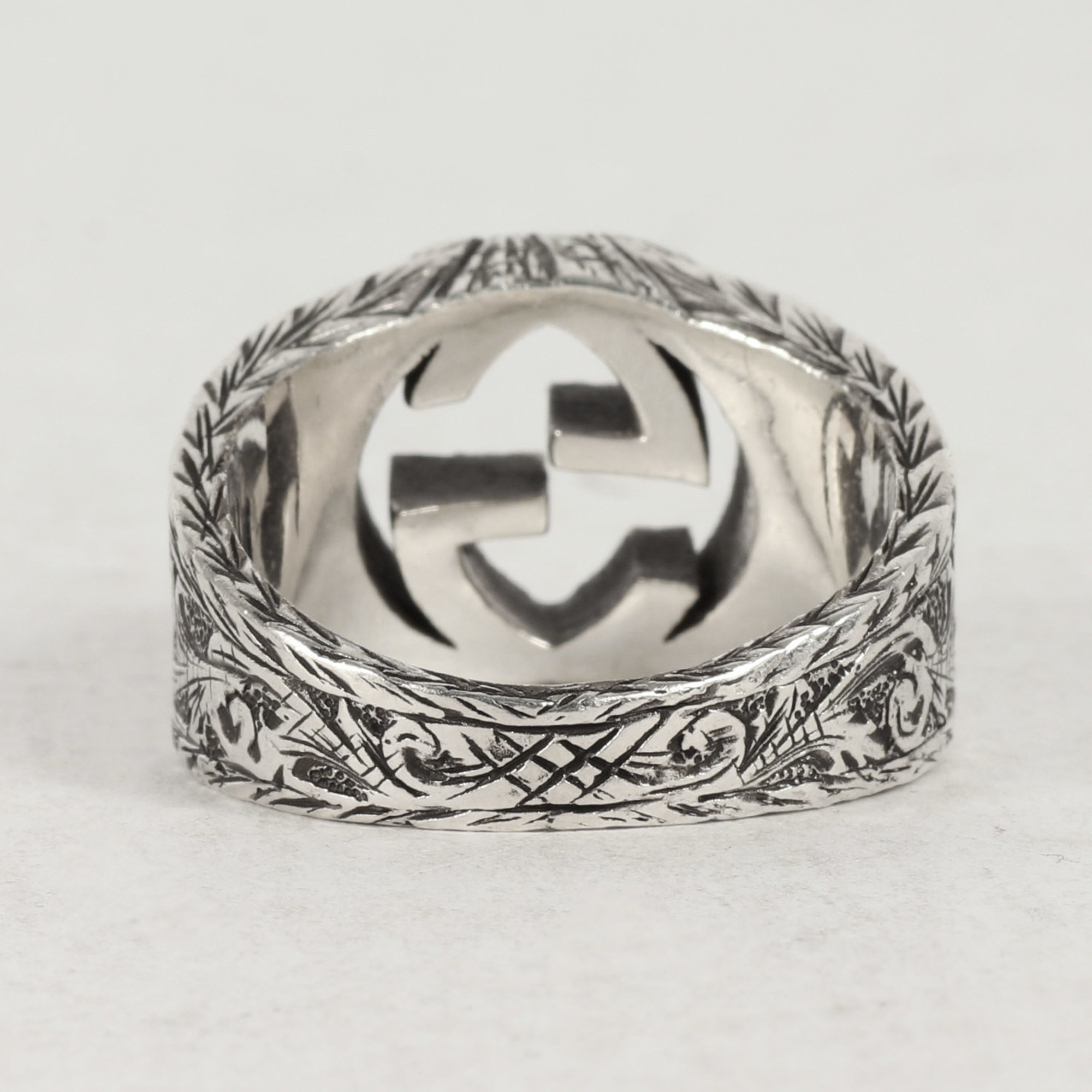 GUCCI Size: 22 Interlocking G Arabesque Ring / Ag925 Silver Luxury Men's