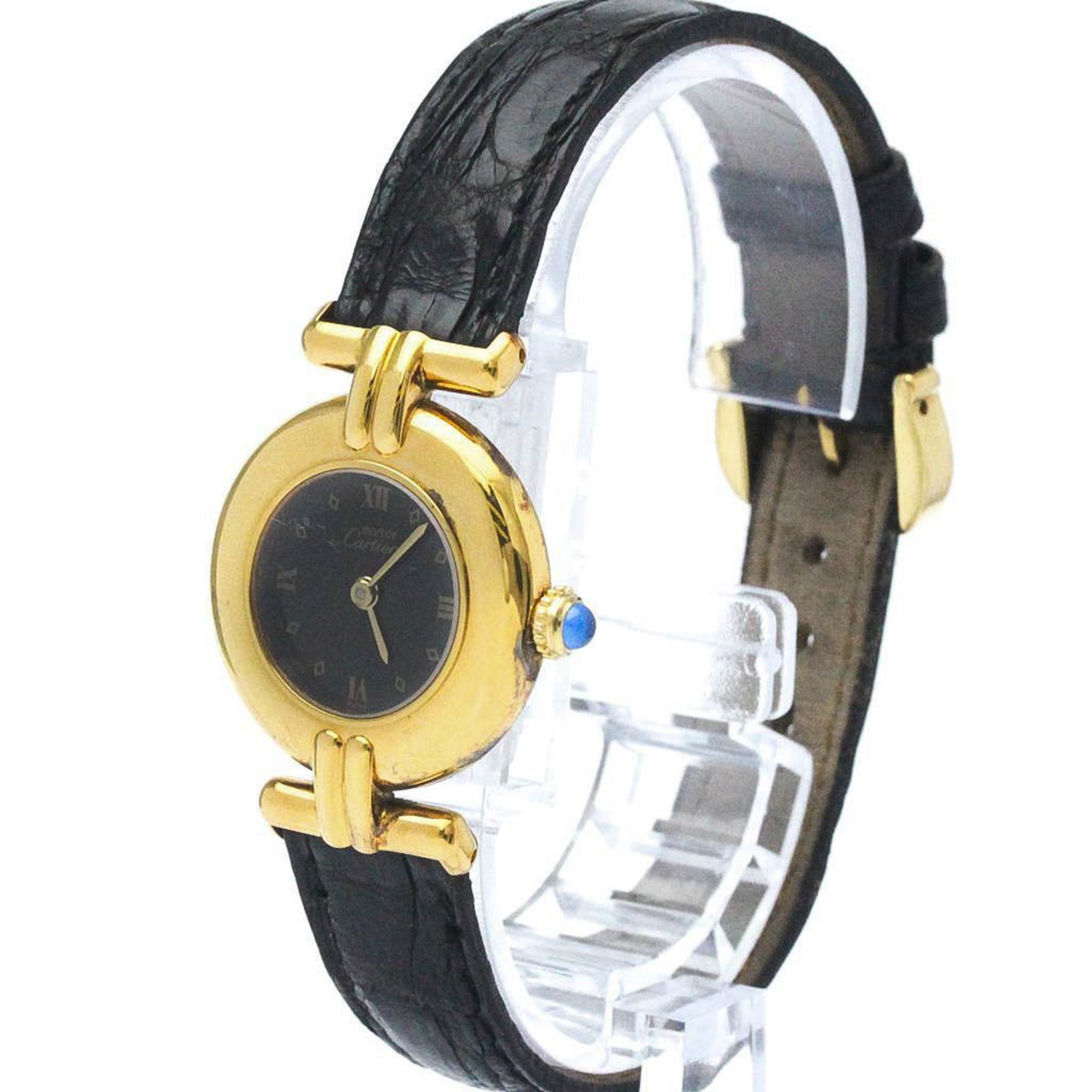 CARTIER Must Colisee Gold Plated Leather Quartz Ladies Watch 590002 BF569998