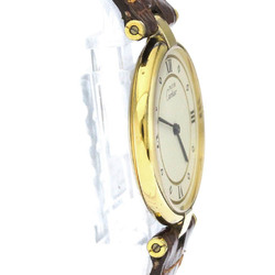 CARTIER Must Vendome Vermeil Gold Plated Leather Quartz Ladies Watch BF560282