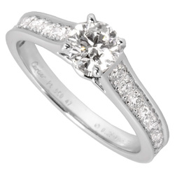 Cartier 1895 Solitaire Ring Half Eternity Diamond 0.35ct #47 Pt950 Women's