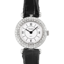Van Cleef & Arpels 18932B2 Classic La Collection Watch Quartz White Dial Double Diamond Bezel Solid Gold Ladies