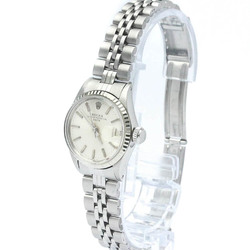 Vintage ROLEX Oyster Perpetual Date 6517 White Gold Steel Ladies Watch BF569937