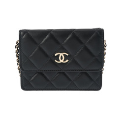 CHANEL Chanel Matelasse Chain Flap Card Case Camellia Black - Women's Lambskin Shoulder Bag