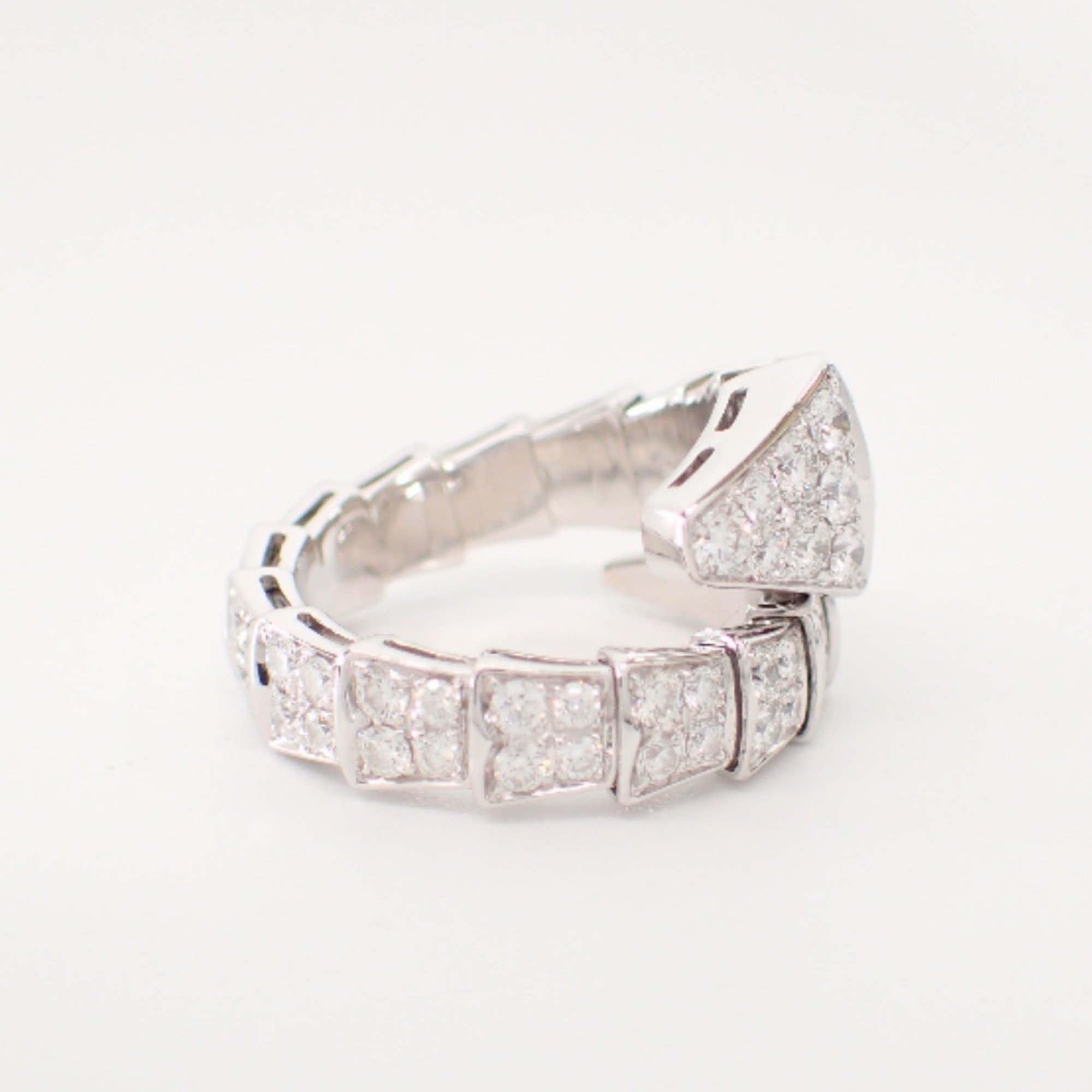 BVLGARI 354707 750WG Serpenti Viper Pavé Diamond Ring L White Gold Women's