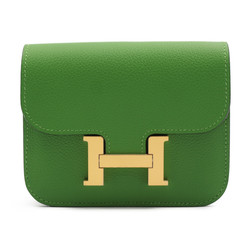 HERMES Constance pouch Evercolor Vert Yucca Green Mauve Pale Compact wallet Coin B stamp