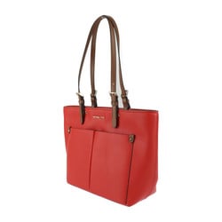 Michael Kors Jet Set Medium Tote Bag 35F3GTVT3V Leather Red Brown Double Pocket Shoulder