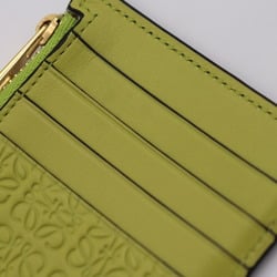 LOEWE Coin Card Holder Repeat Anagram Case C499Z40X04 Calf Leather Lime Yellow Fragment Wallet L Shape