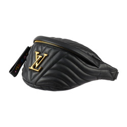 LOUIS VUITTON Louis Vuitton New Wave Bum Bag Waist M53750 Smooth Calf Leather Black Body Quilted