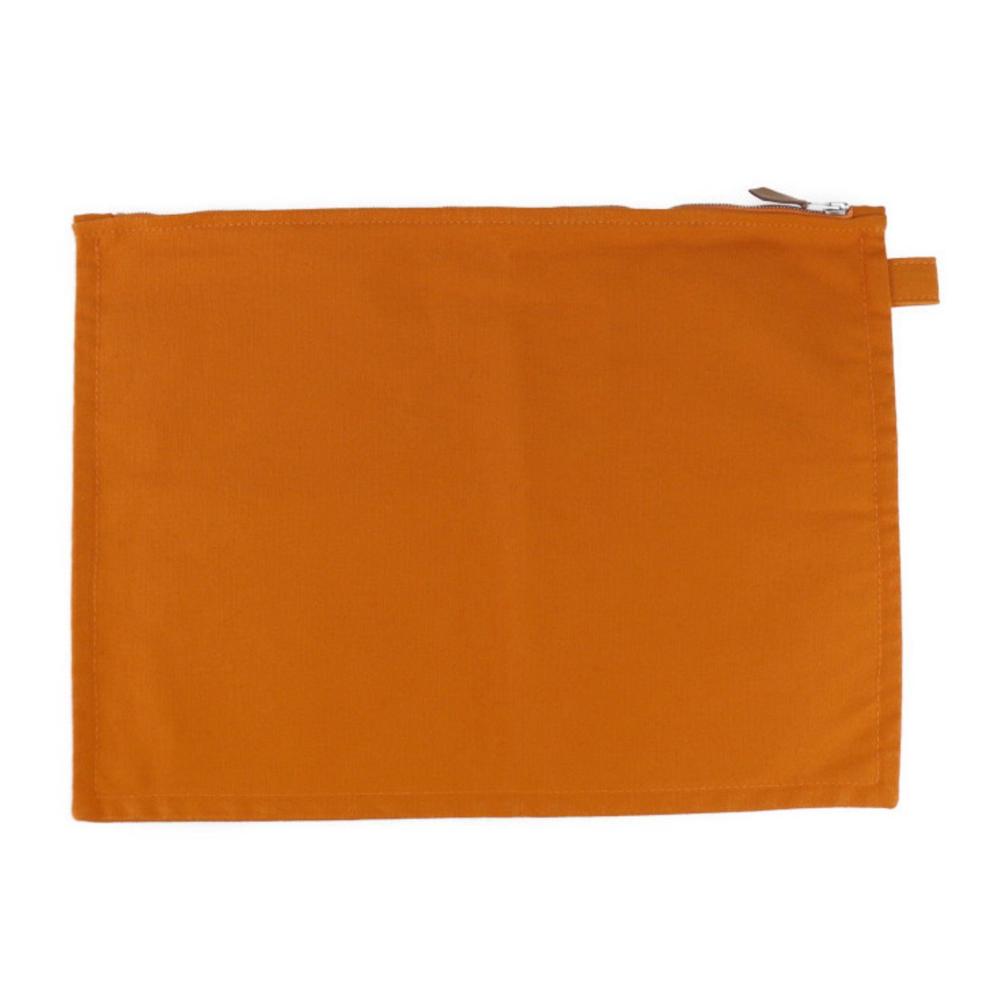 HERMES Bora Pouch GM Second Bag Cotton Canvas Orange Clutch