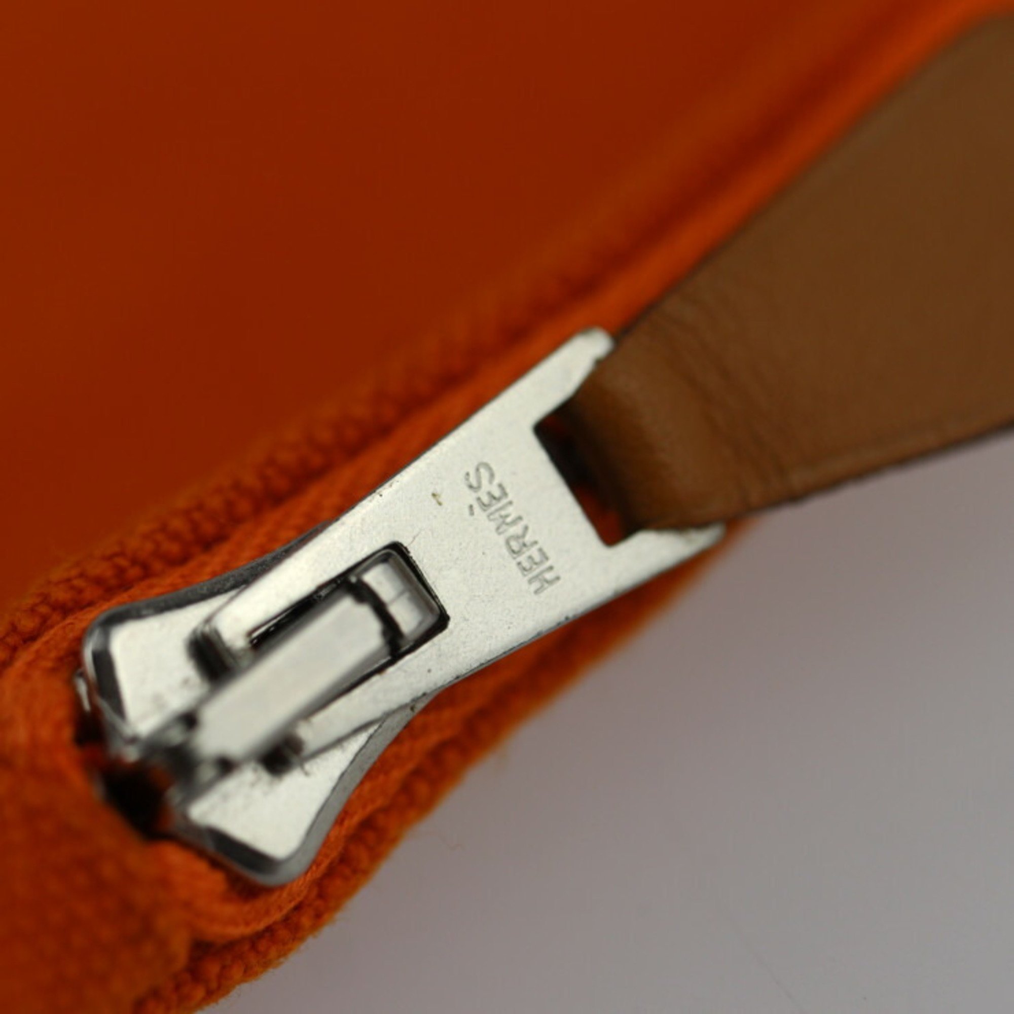 HERMES Bora Pouch GM Second Bag Cotton Canvas Orange Clutch