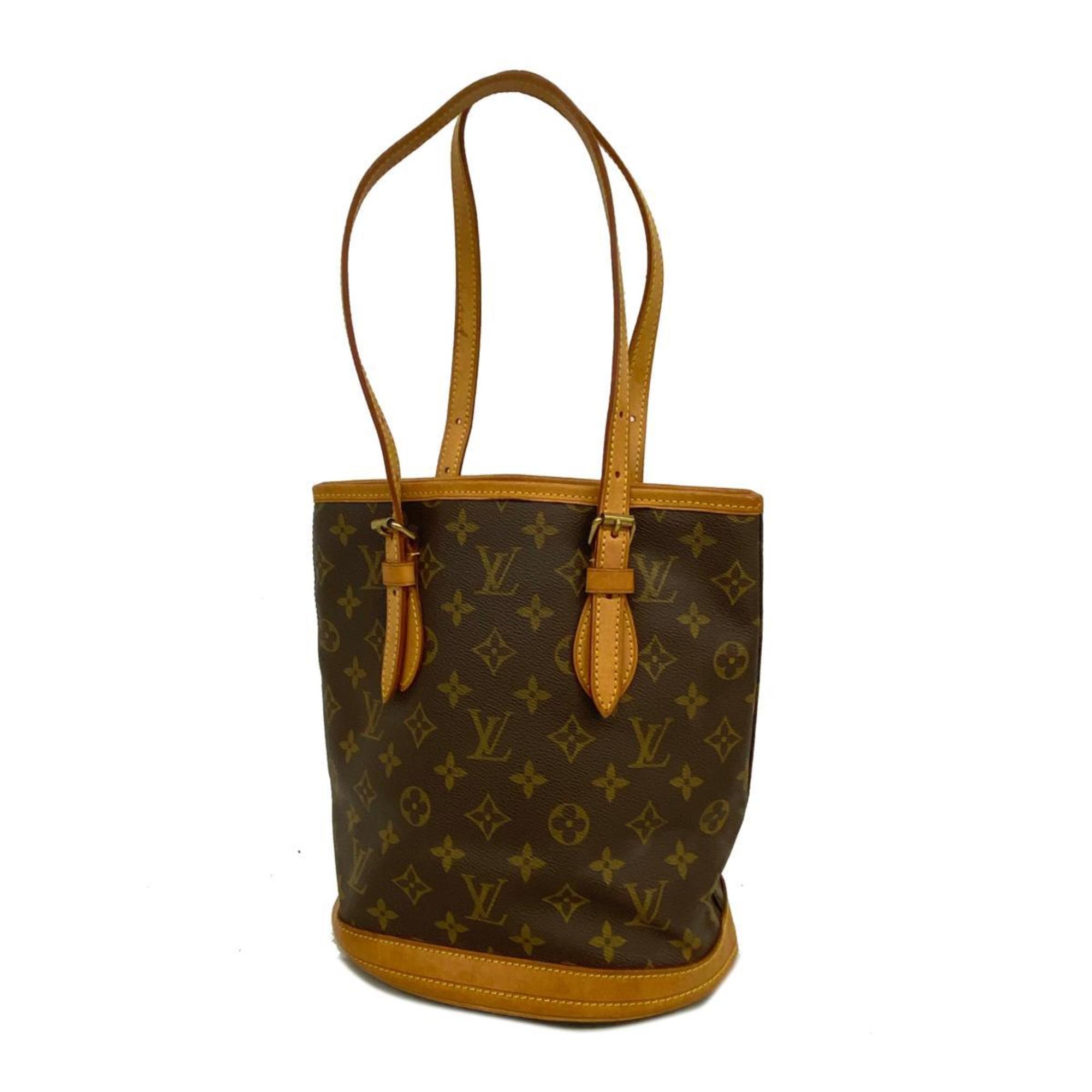 Louis Vuitton Tote Bag Monogram Petit Bucket M42238 Brown Women's