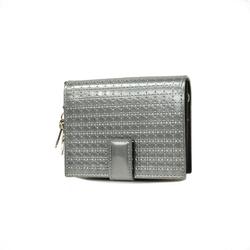 Christian Dior Wallet Cannage Lady Enamel Grey Women's