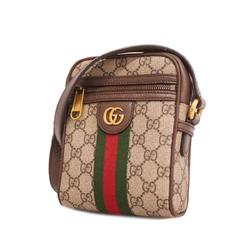 Gucci Shoulder Bag GG Supreme Sherry Line Ophidia 598127 Leather Brown Women's