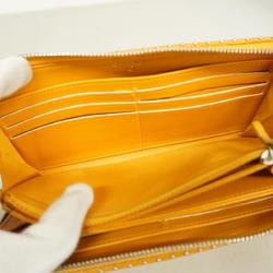 Chanel Long Wallet V Stitch Lambskin Yellow Women's