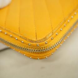 Chanel Long Wallet V Stitch Lambskin Yellow Women's