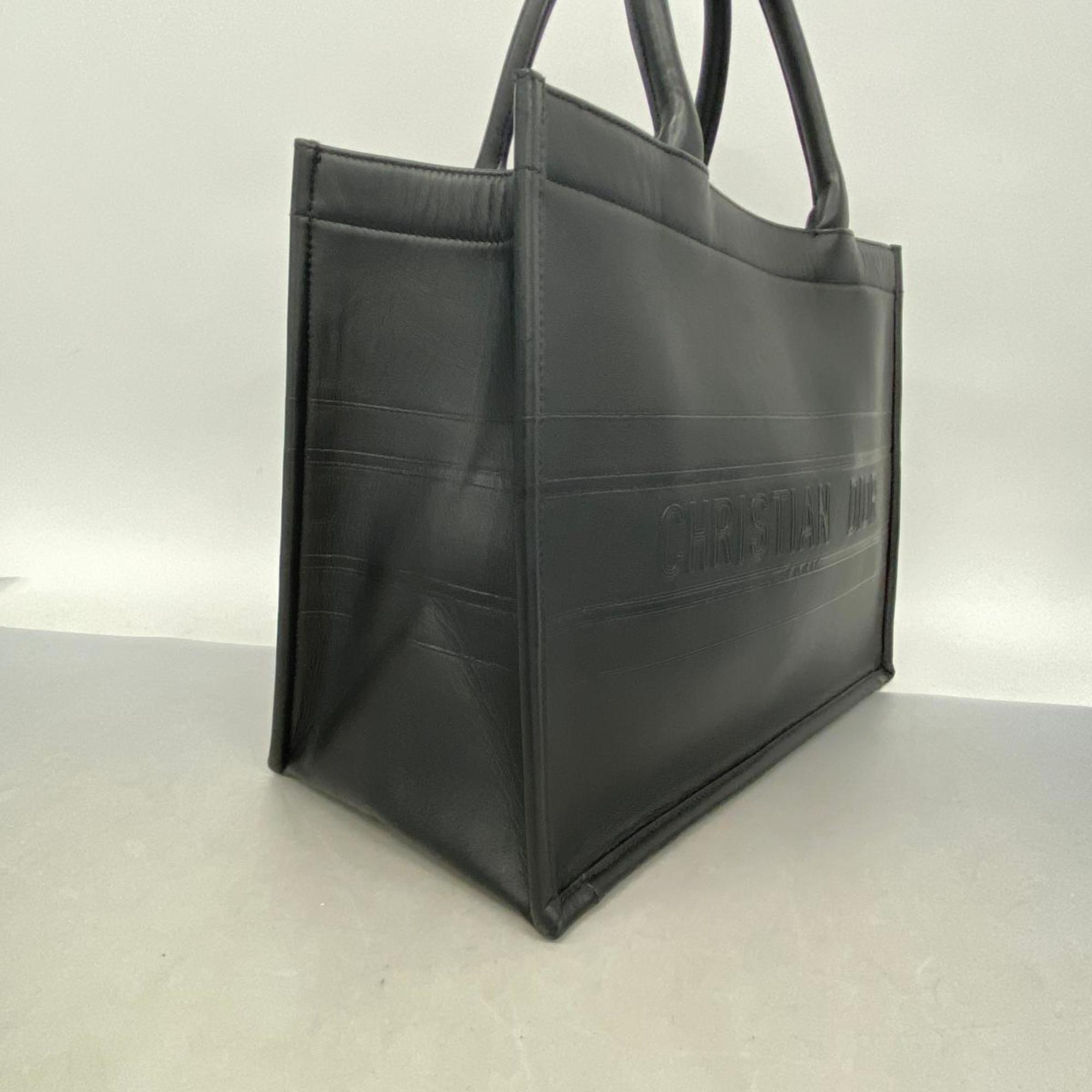 Christian Dior Tote Bag Book Leather Black Women's