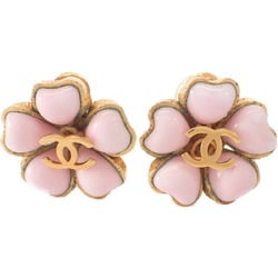 CHANEL 97P Gripoa Cherry Blossom Motif Earrings Gold x Pink for Women