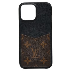 Louis Vuitton Monogram Bumper 13PRO MAX iphone Smartphone Case M46053 Black Brown Leather Ladies LOUIS VUITTON