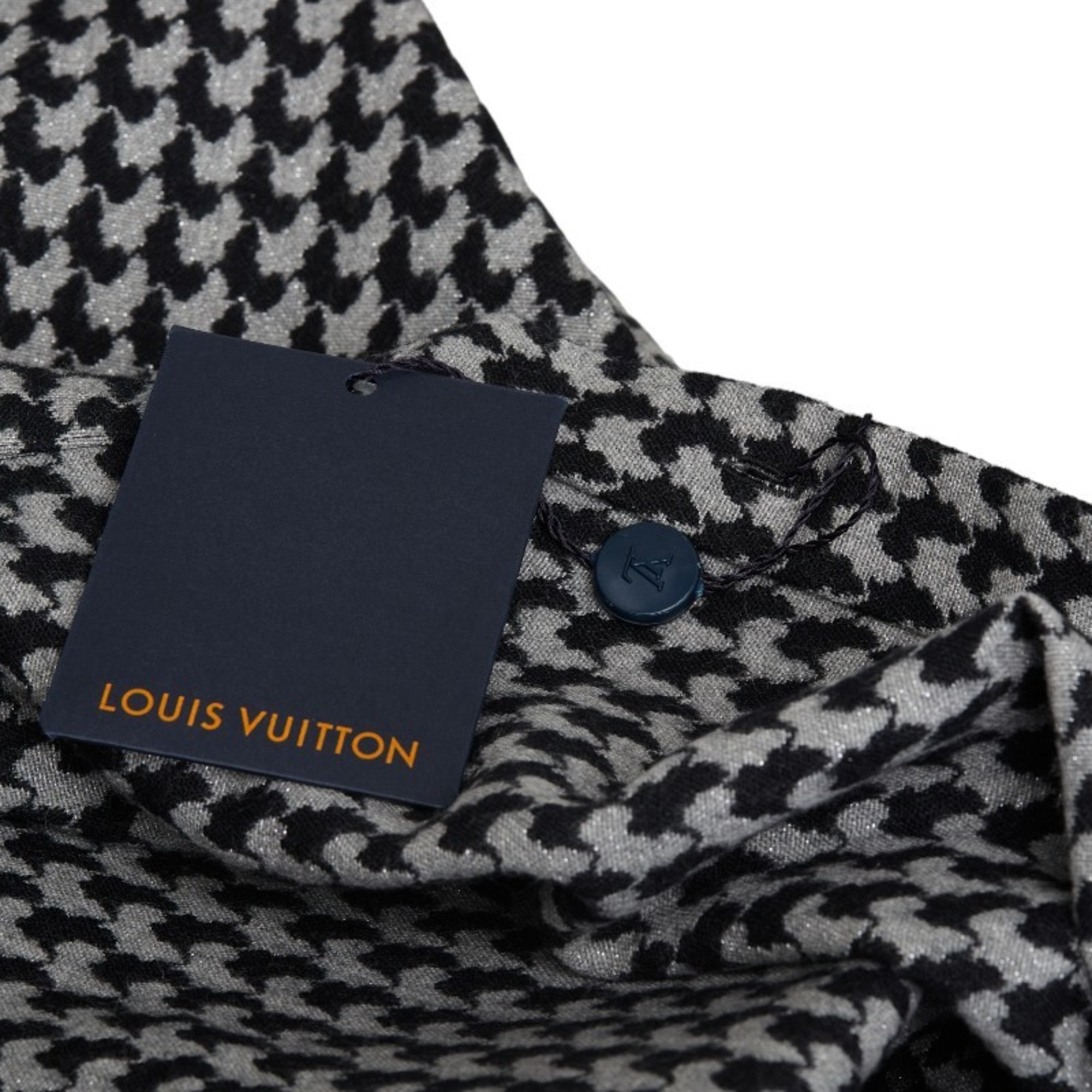 Louis Vuitton Houndstooth Size: XXL RM192 RDQ HHS66W Black Gray Wool Polyester Men's LOUIS VUITTON