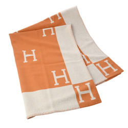 HERMES Blanket Avalon Orange - Women's 90% Wool 10% Cashmere Accessories