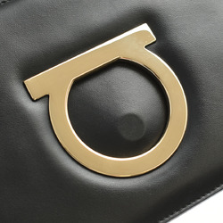 SALVATORE FERRAGAMO Ferragamo Gancini Chain Shoulder Black - Women's Leather GP Hardware Bag