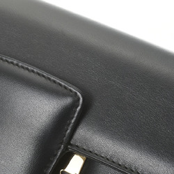 SALVATORE FERRAGAMO Ferragamo Gancini Chain Shoulder Black - Women's Leather GP Hardware Bag