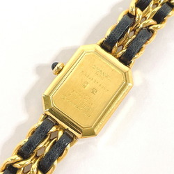 CHANEL Premiere XL H0001 Watch GP Leather Gold Quartz Black Dial Women's N3113032