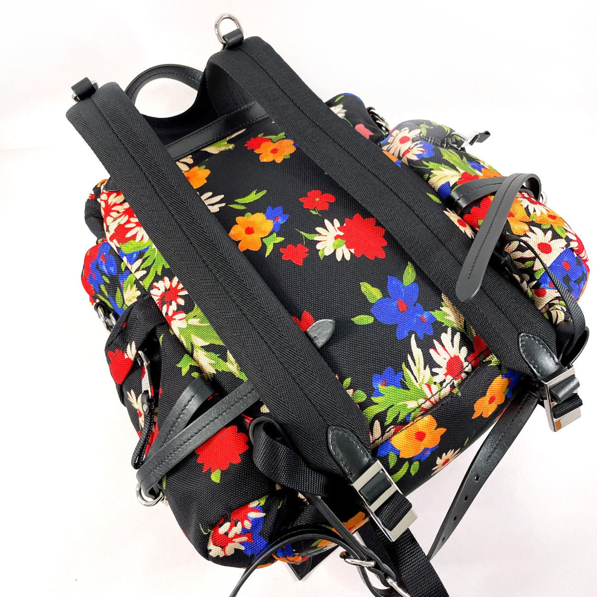 Miu Miu MIU Floral Print 5BZ033 Backpack/Daypack Canvas Black Women's O3123494