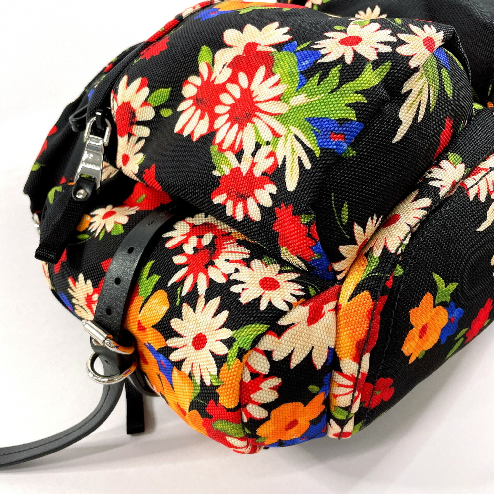 Miu Miu MIU Floral Print 5BZ033 Backpack/Daypack Canvas Black Women's O3123494
