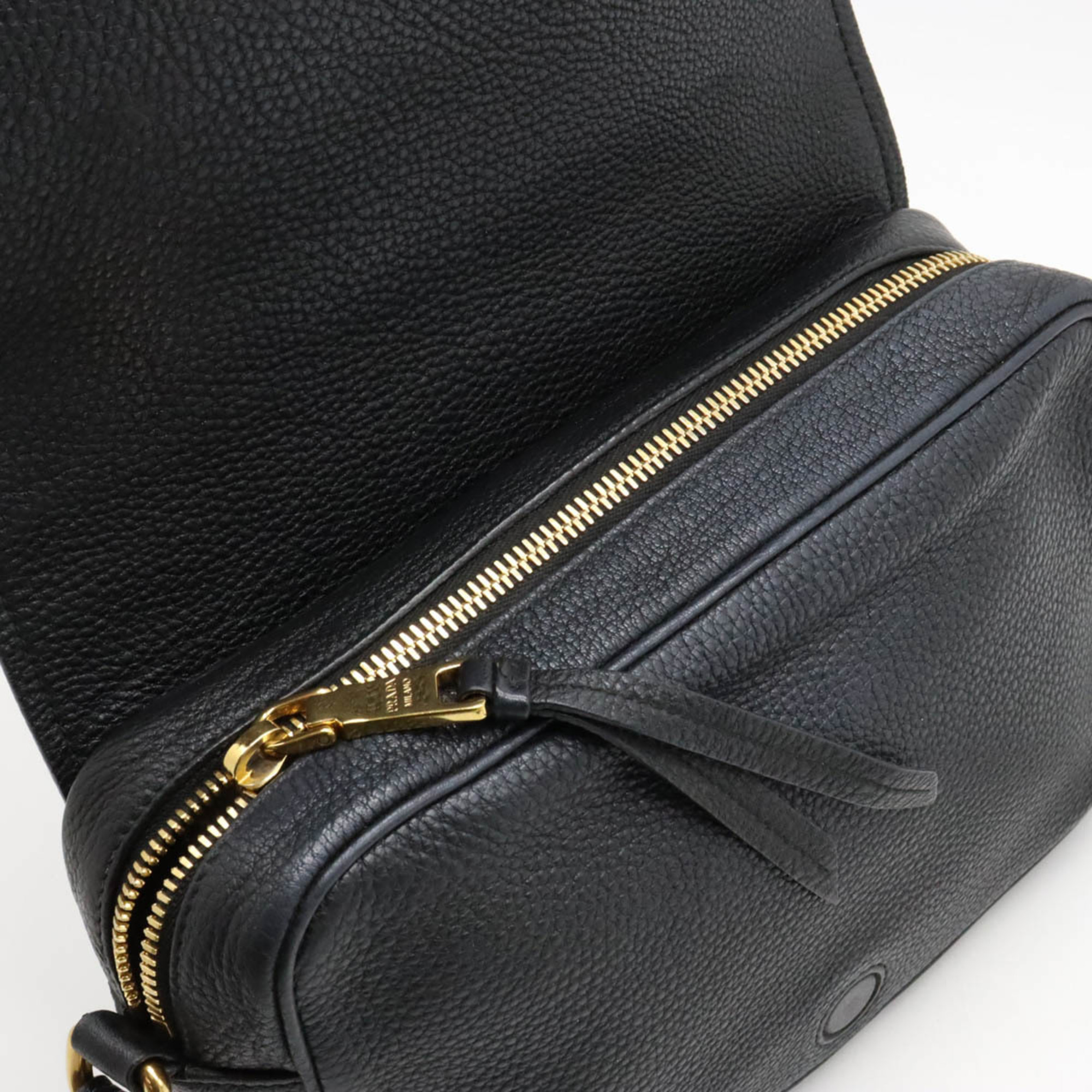 PRADA VITELLO PHENIX Shoulder Bag Leather NERO Black 1BD163