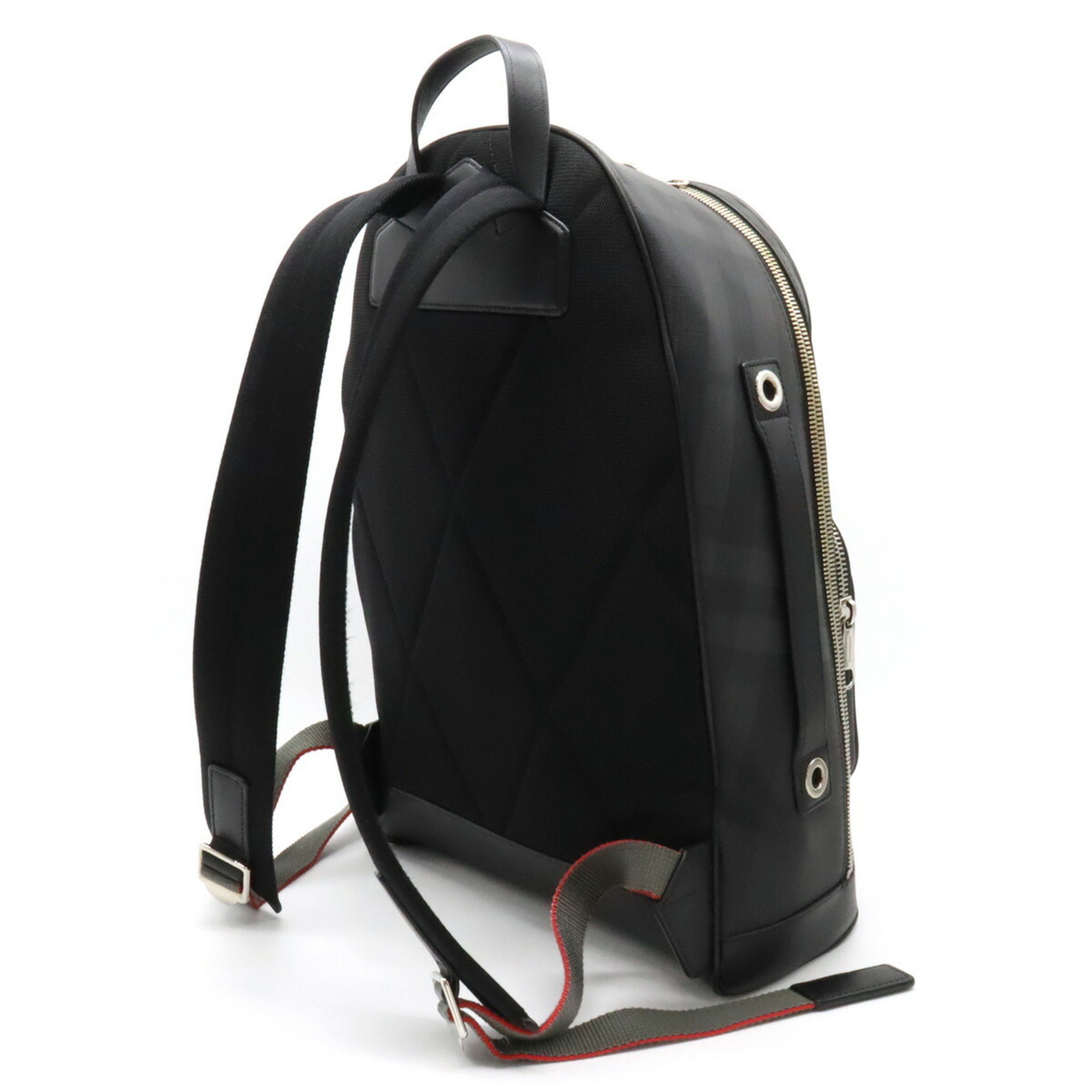 BURBERRY London Check Backpack Rucksack Shoulder Bag PVC Leather Gray Black 8013988